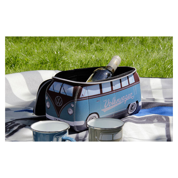 Wash bag / cosmetics bag, blue/brown (15 BUNE45)