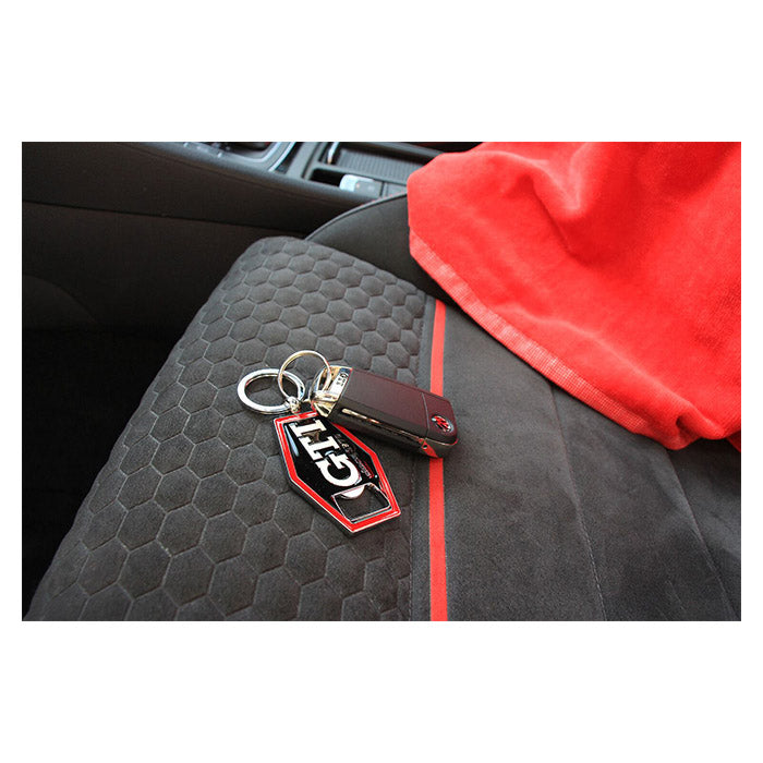 VW GTI hexagonal keyring with bottle opener, black