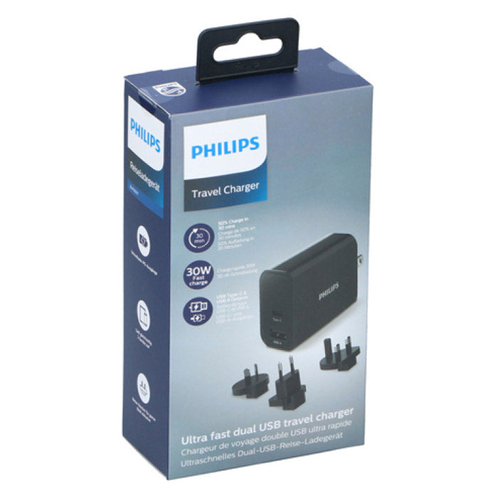 Philips USB Travel Charger Fast-Charge 30W USB-A+C