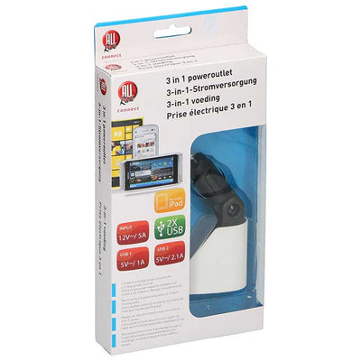 Splitter Plug 2xUSB 2.1A 1x Cigarette Lighter