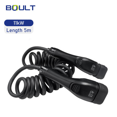 Type 2 coiled charging cable 11kW: 5 metres (black / black gun) incl. bag, Boult