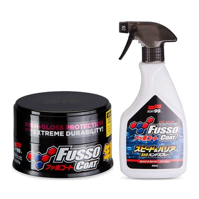 Soft99 Fusso Coat bundle for dark-coloured cars: 12 Months Wax Dark and Speed & Barrier