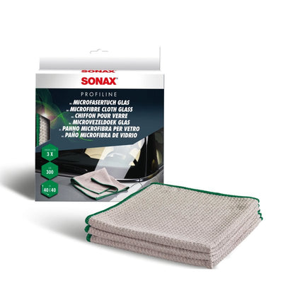 SONAX Microfibre Glass Cloths, 3 Pack