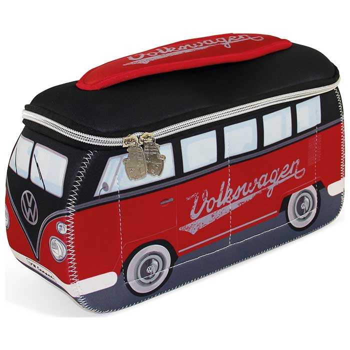Toiletry / cosmetics bag, black/red