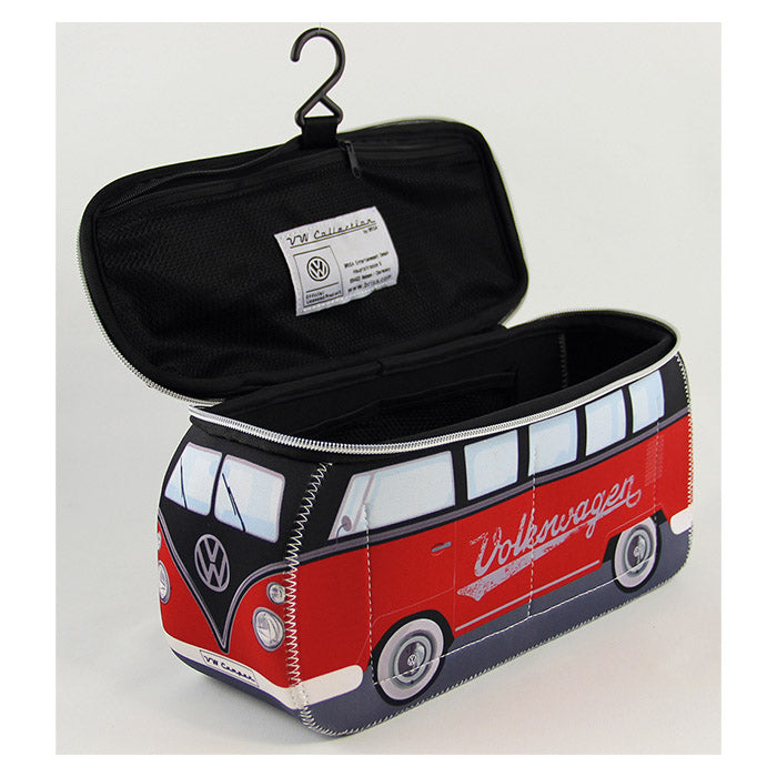 Toiletry / cosmetics bag, black/red