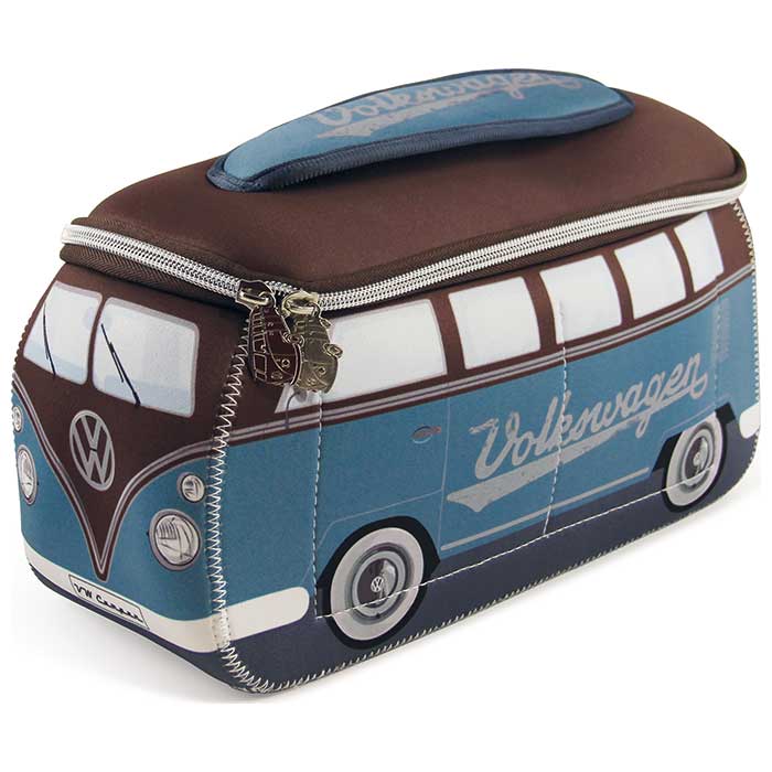 Wash bag / cosmetics bag, blue/brown (15 BUNE45)