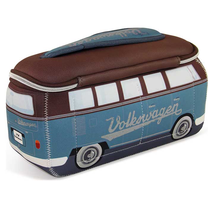 Wash bag / cosmetics bag, blue/brown (15 BUNE45)