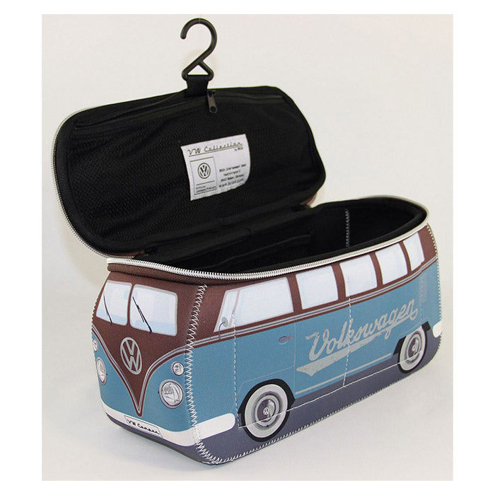 Wash bag / cosmetics bag, blue/brown (15 BUNE45)