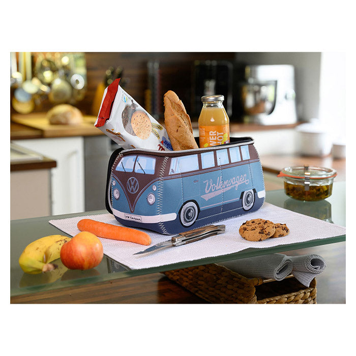 Wash bag / cosmetics bag, blue/brown (15 BUNE45)