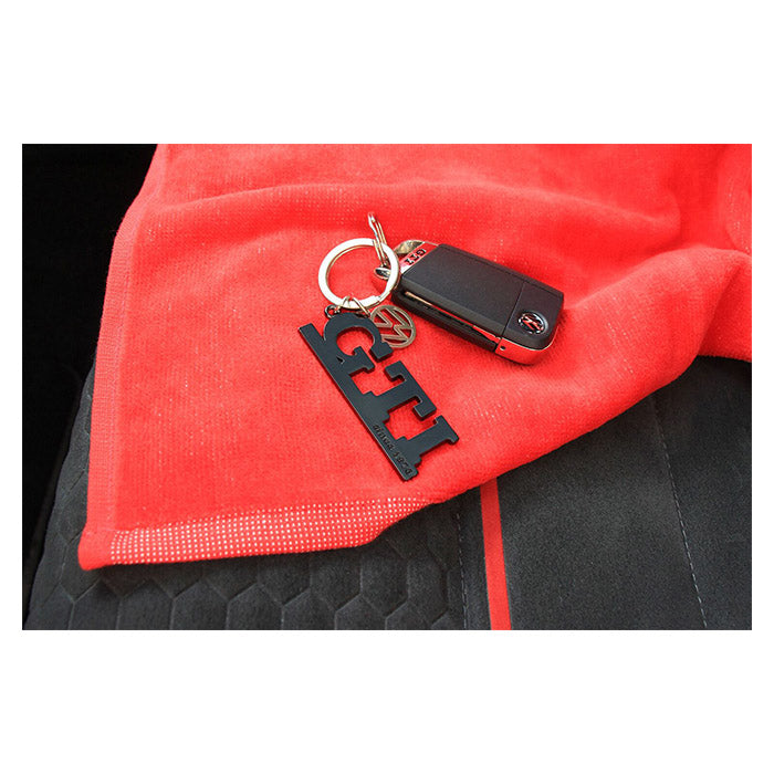 VW GTI Schlüsselanhänger mit Logo-Anhänger, Schwarz