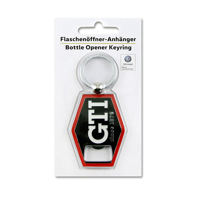 VW GTI hexagonal keyring with bottle opener, black