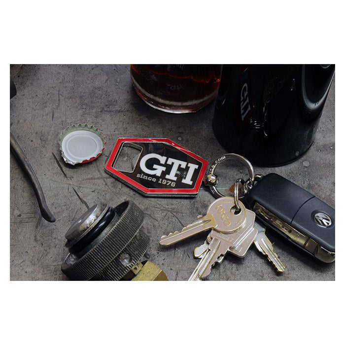 VW GTI hexagonal keyring with bottle opener, black