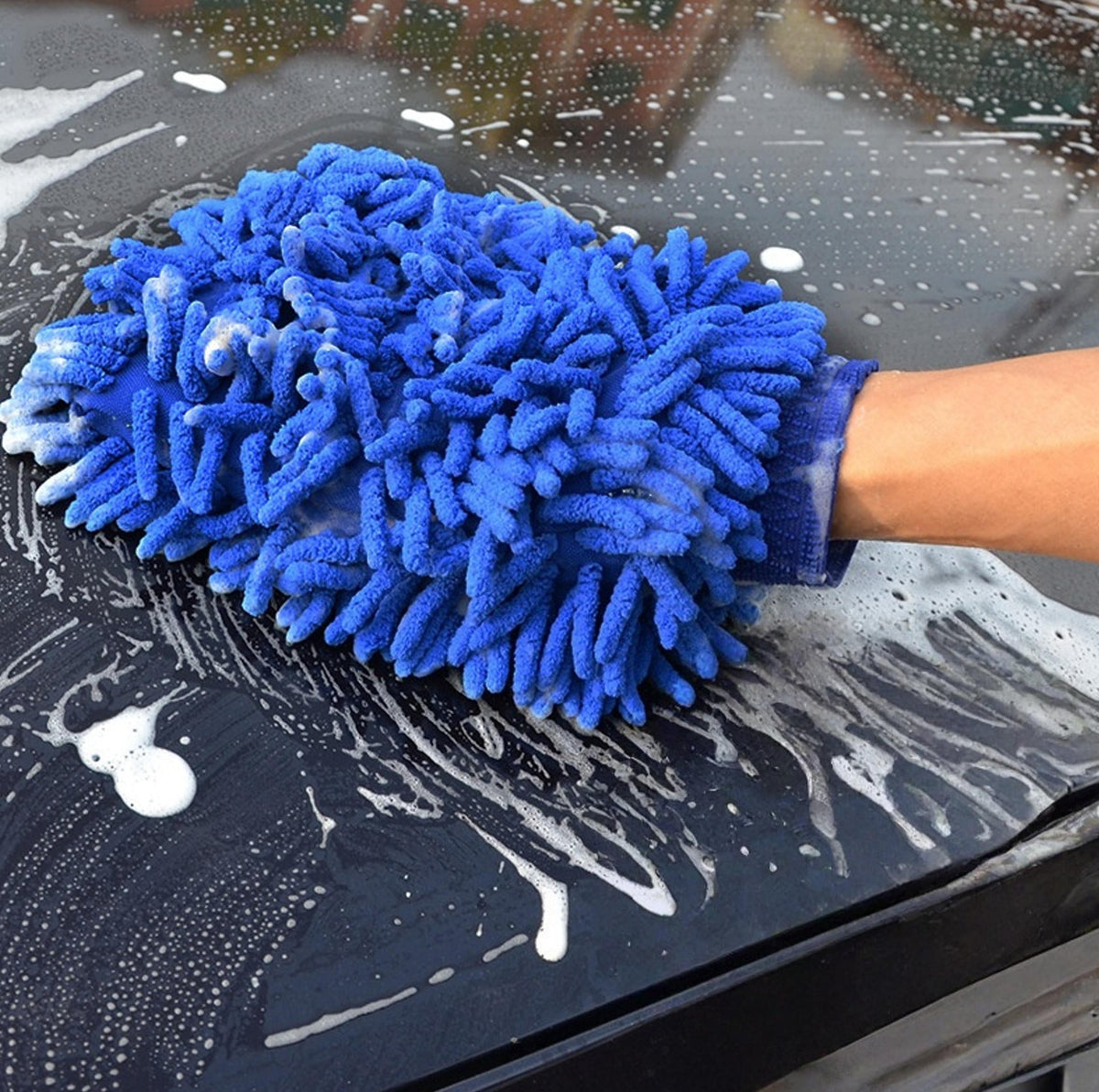 Weicher Mikrofaser-Waschhandschuh – Blau oder Grün