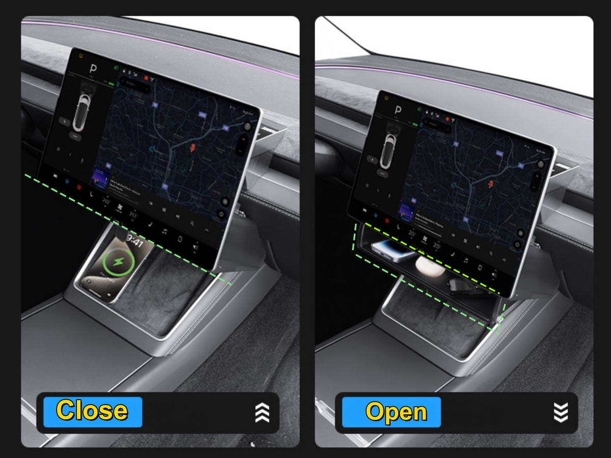 Storage tray under the screen: Tesla Model 3 Highland & Model Y Juniper
