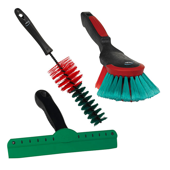 Vikan kit, wash brush, wheel brush and Wipe n' Shine