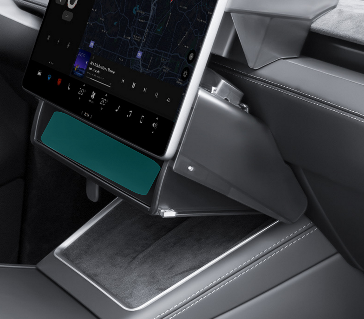 Storage tray under the screen: Tesla Model 3 Highland & Model Y Juniper