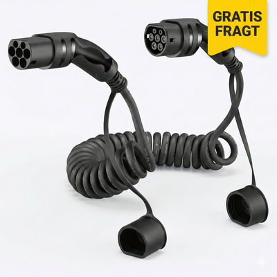 Coiled EV Charging Cable: Type 2, 32A, 3-Phase, 5 Metres (up to 22 kW)