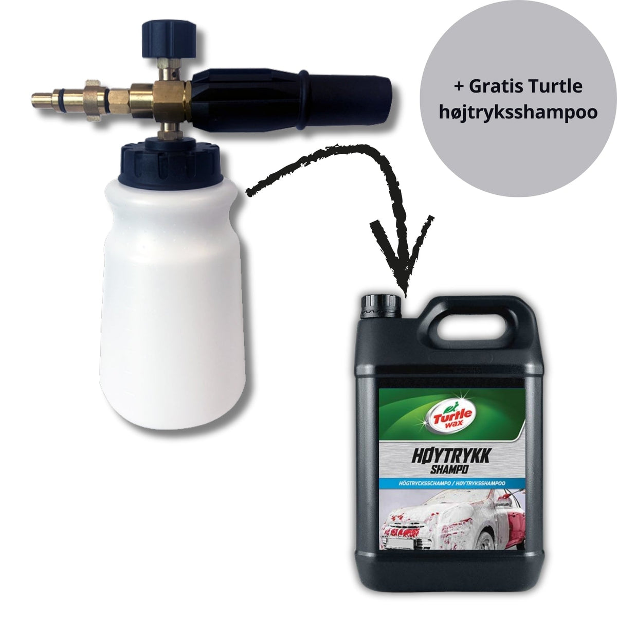 Schaumlanze inkl. Nilfisk-Adapter + gratis Turtle Hochdruckreiniger-Shampoo 4L