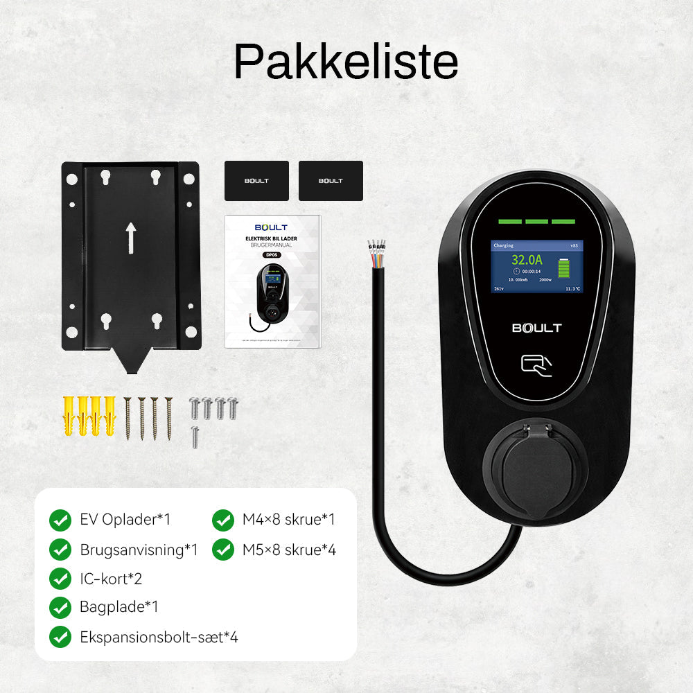 Boult DP05 box contents: charger, wall bracket, 2 RFID cards, screws, wall plugs and manual