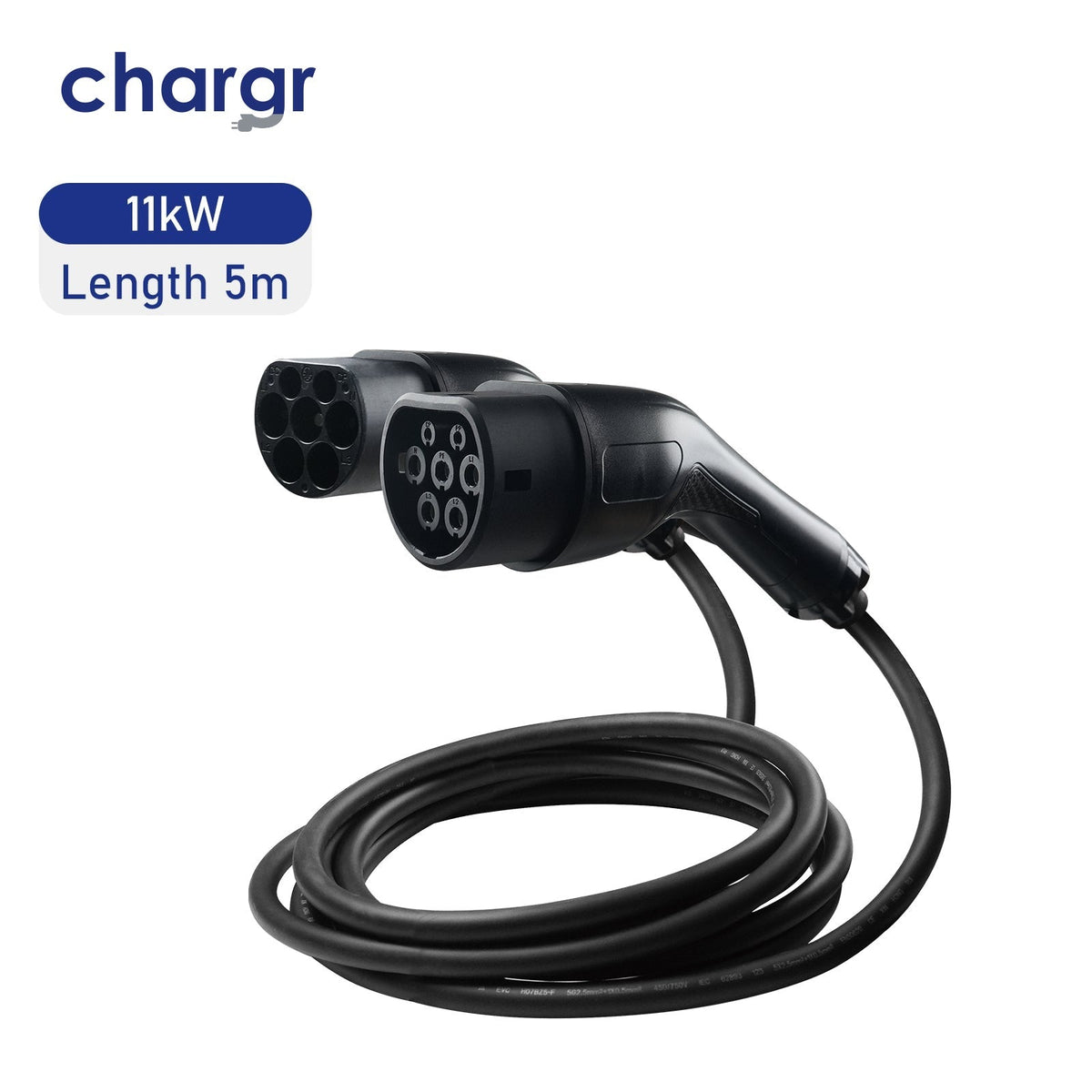 Chargr 11 kW charging cable Type 2, 5 metres - both plugs and coiled cable