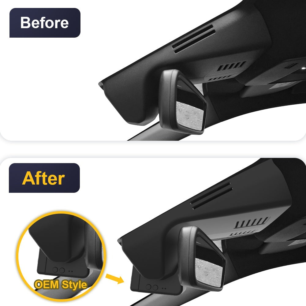 Fitcamx dash cam for Citroën C5 Aircross before and after installation - OEM look